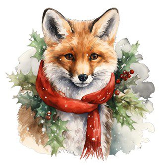 fox with red scarf